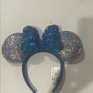 Disney Blue and Silver Glitter Minnie Mouse Ears